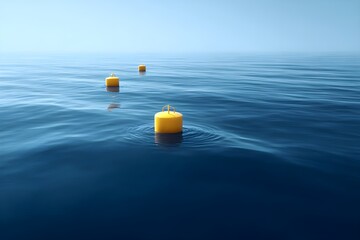 Wave Energy Converter Buoys Floating In Ocean Renewable Marine Power Technology Sustainable Energy Solution