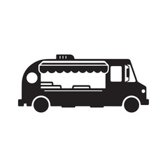 Food truck silhouette on white background. 