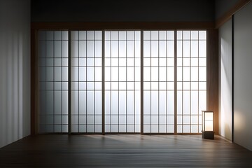 Japanese Shoji Screen Window With Rice Paper Panels Traditional Asian Architecture Interior Design Element