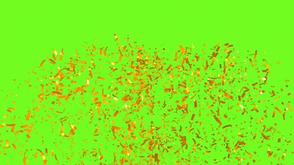 3d rendering of explosion gold confetti animation with green background - Powered by Adobe