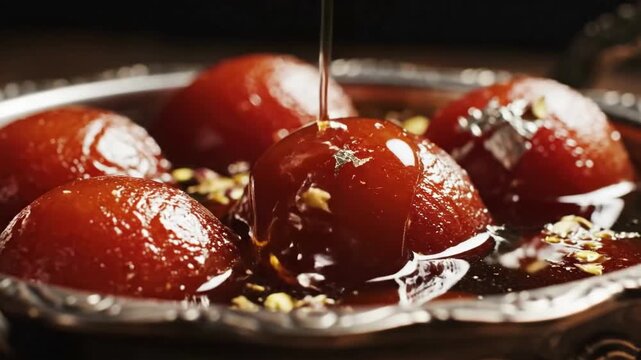 delicious gulab jamun indian sweet syrup dessert