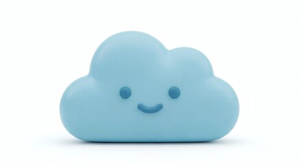 Obraz premium Cute Blue Cloud Night Light Toy Isolated on White Background for Nursery Decor
