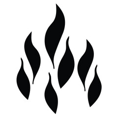 Abstract black flame shapes arranged in a dynamic upward reaching cluster against a white background