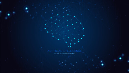 Artificial Intelligence Neural Network Digital Brain Background. AI, innovation, big data, and tech presentation Concept