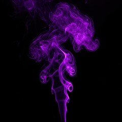 Obraz premium Abstract plume of vibrant purple smoke swirling dramatically against a stark, deep black background, perfect for mystical or ethereal themes ,fantasy ,volume ,screen