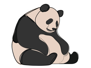 Naklejka premium Panda in continuous line drawing style