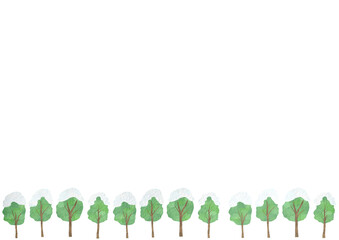 手書きの水彩風の雪が積もった風景のイラスト