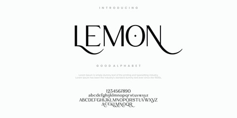 Obraz na płótnie Canvas LEMON Abstract Fashion font alphabet. Typography typeface uppercase lowercase and number. vector illustrations. Obraz na płótnie Canvas LEMON Abstract Fashion font alphabet. Typography typeface uppercase lowercase and number. vector illustrations.