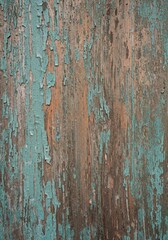 Fototapeta premium Distressed wooden wall texture featuring peeling paint and weathered cracks, creating a rustic and aged aesthetic backdrop ,retro ,distressed ,paint