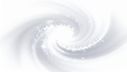 Elegant white swirl with sparkling glitter effect, abstract background for luxury, magic, or festive designs.