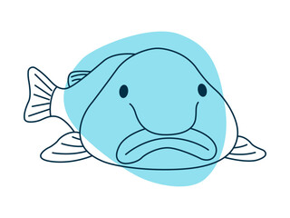 Blob fish icon. Deep sea icon. Simple vector in modern thin line style. Vector illustration.