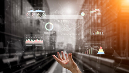 A financial and marketing KPI dashboard for business analytics and strategy. A report showing profit, revenue, and customer conversion rate data. Motif