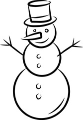 Cheerful snowman standing happily with scarf and hat, celebrating joyful winter holidays in snowy countryside background
