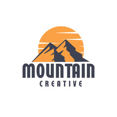 A mountain logo sunrise or sunset concept 