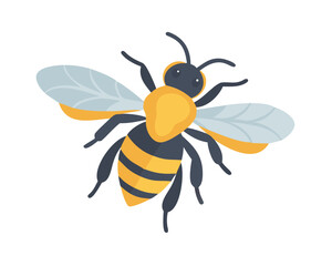 2D flat vector illustration of a Bee in icon style, isolated on white background