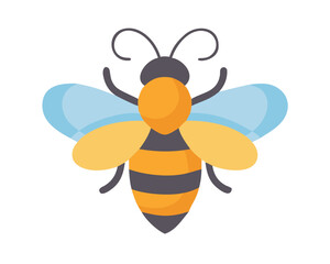 2D flat vector illustration of a Bee in icon style, isolated on white background