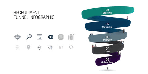 Five-Step Swirling Ribbon Infographic for Business Process Visualization