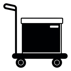 Office cart silhouette with box delivery transport moving