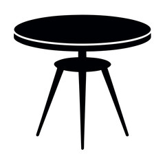 Minimalist round dining table silhouette single object
