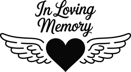 In Loving Memory Heart with Wings Graphic