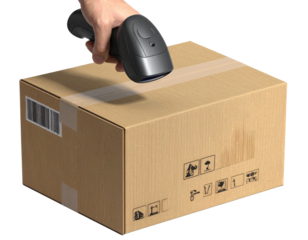 Scanning Cardboard Box with Barcode Scanner, Transparent PNG