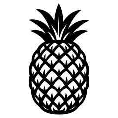 Obraz premium Pineapple Fruit Black and White Vector Illustration