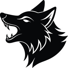 Stylized wolf head howling icon in cmyk colors