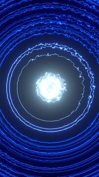 Abstract Blue Energy Pulse Motion Background &ndash; Glowing Light Waves, Seamless Loop Vertical HD