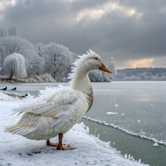 goose on snow