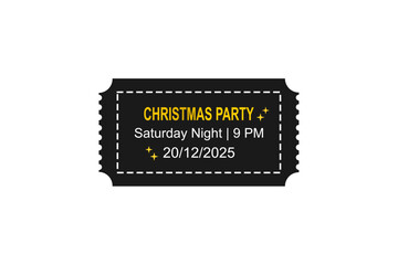 Christmas Party Coupon and Ticket Design – Festive Holiday Invitation Voucher Template for Winter Celebration, Event Entry, and Gift Pass