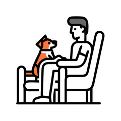 A man sitting in a chair with his pet
