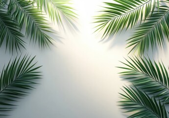 Naklejka premium Palm fronds framing a bright, neutral backdrop