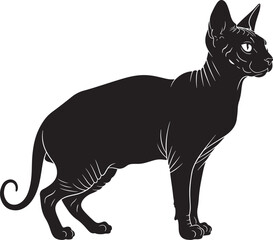 Elegant sphynx cat silhouette with detailed fur texture and curled tail a striking representation of this unique breed
