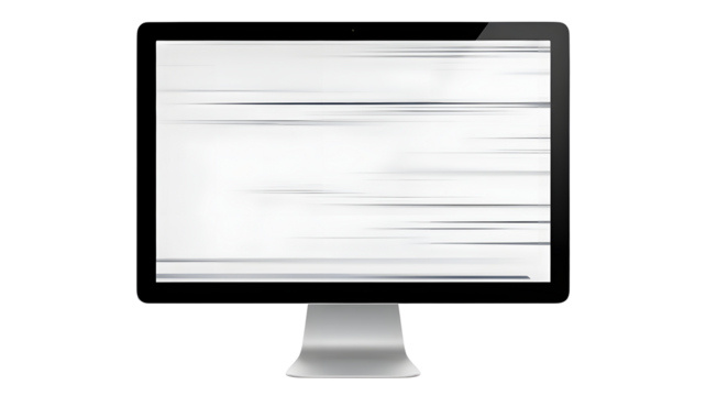 A digital computer monitor displaying a document with lines and text isolated on transparent background