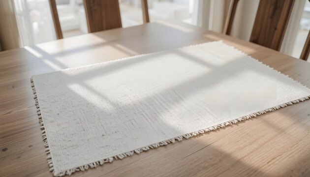 Elegant woven table runner adds a touch of rustic charm to your dining room, perfect for cozy gatherings and everyday style, bathed in natural sunlight - Powered by Adobe