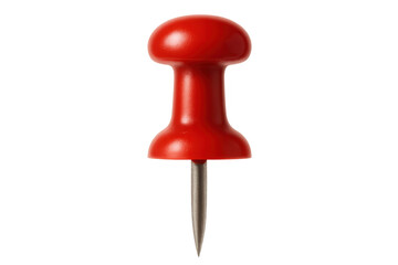 Red pushpin pushing point on transparent background