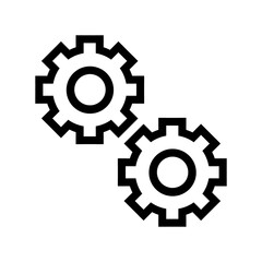 Vector Engine Gears Icon – Gear System, Mechanism, Machine, Industrial, Engineering, Setting, and Mechanical Technology Symbol