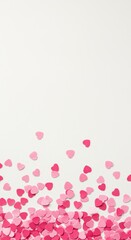 Cute tiny pink paper hearts confetti scattered pattern forming a celebratory love border ideal for romantic greetings and festive decoration ,surface ,confetti ,celebration