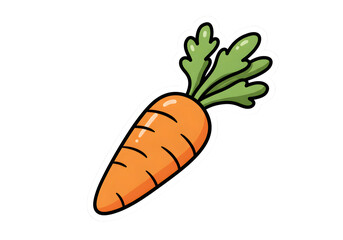 Cartoon Carrot Icon with Green Leaves - Healthy Food and Vegetable Illustration png clear alpha channel cutout isolated on transparent background