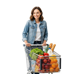 young woman with shopping cart