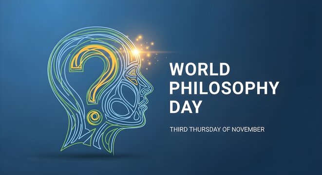 Celebrate World Philosophy Day with this thought-provoking design, ideal for promoting intellectual discussions and events on the third Thursday of November - Powered by Adobe