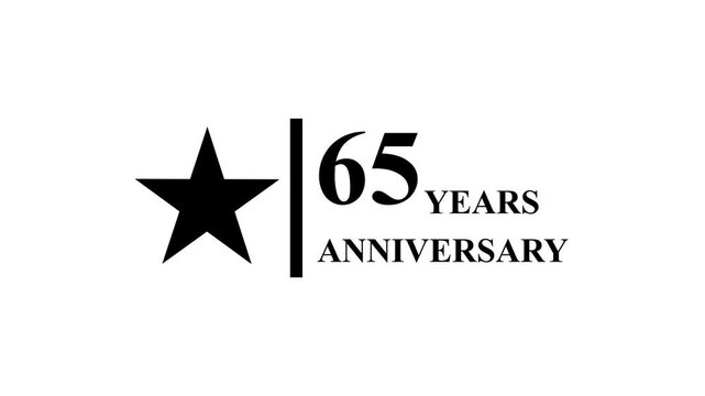 65 years anniversary motion graphic 4K footage with star. 4K motion animation. particles and number. Animated 65 years Birthday Wishes , Background with alpha channel 4k ..