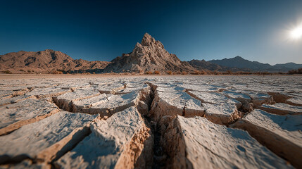 Vast Arid Land with Cracked Dry Soil Landscape.