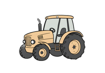 Obraz premium Cartoon Tractor Illustration - Agricultural Vehicle png clear alpha channel cutout isolated on transparent background