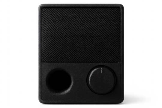 Black modern audio speaker playing digital music - Powered by Adobe
