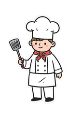Cute Cartoon Chef Holding Spatula, Cheerful Cook Character Illustration png clear alpha channel cutout isolated on transparent background