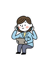 Cute cartoon doctor or scientist holding a clipboard and pen png clear alpha channel cutout isolated on transparent background