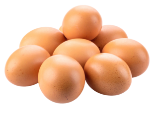 Pile of brown chicken eggs clustered together against a black backdrop, displaying their smooth, rounded shells