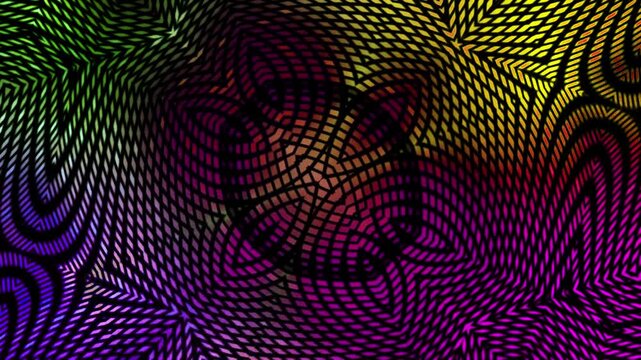 A cyclical animation of a seamless geometric patterns created in the form of an abstraction using a brushcartoon technique in a fantasy style containing elements of lines and bizarre shapes