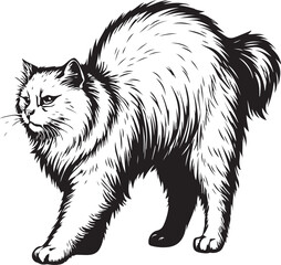 persian-cat-stretching-arched-back-vector.eps